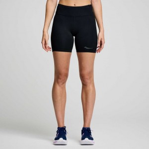 Black Saucony Fortify 6" Women's Shorts | PHILIPPINES-CYV