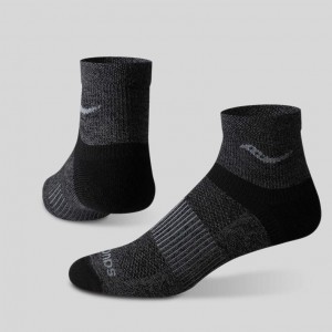 Black Saucony Inferno Merino Wool Blend Quarter 3-Pack Men's Socks | PHILIPPINES-QFE