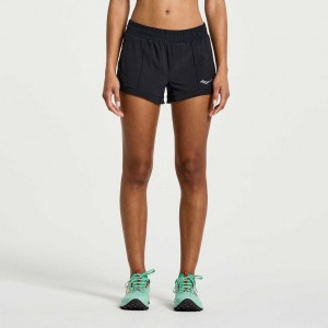 Black Saucony Outpace 2.5" Split Women's Shorts | PHILIPPINES-MLQ