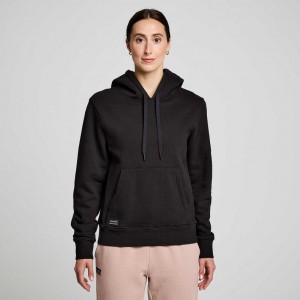 Black Saucony Recovery Women's Hoodie | PHILIPPINES-ABX