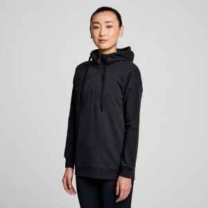 Black Saucony Recovery Zip Tunic Women's Hoodie | PHILIPPINES-FRQ