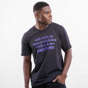 Black Saucony X Frank Cooke Rested Men's T-Shirt | PHILIPPINES-MHI