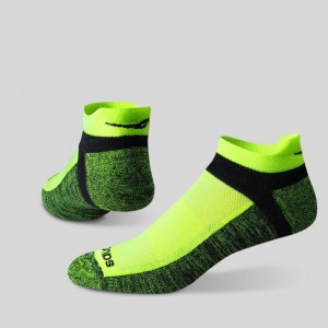 Black / Green Saucony Inferno No Show Tab 3-Pack Men's Socks | PHILIPPINES-FIW