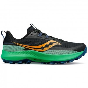 Black / Green Saucony Peregrine 13 Men's Trail Running Shoes | PHILIPPINES-XYN