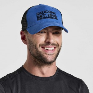 Blue Saucony Adjustable Snap Back Men's Trucker Hats | PHILIPPINES-FRN