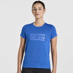 Blue Saucony Stopwatch Graphic Short Sleeve Women's T-Shirt | PHILIPPINES-MEC