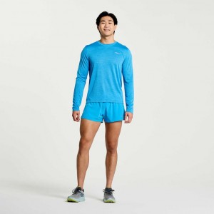 Blue Saucony Stopwatch Long Sleeve Men's T-Shirt | PHILIPPINES-AOJ