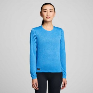 Blue Saucony Stopwatch Long Sleeve Women's T-Shirt | PHILIPPINES-EQD