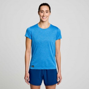 Blue Saucony Stopwatch Short Sleeve Women's T-Shirt | PHILIPPINES-YHN