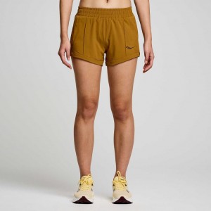 Brown Saucony Outpace 3" Women's Shorts | PHILIPPINES-OGQ