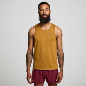 Brown Saucony Stopwatch Men's Singlet | PHILIPPINES-NLD