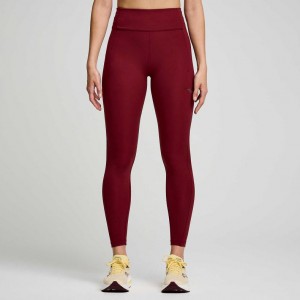 Burgundy Saucony Fortify 7/8 Women's Tight | PHILIPPINES-UQO