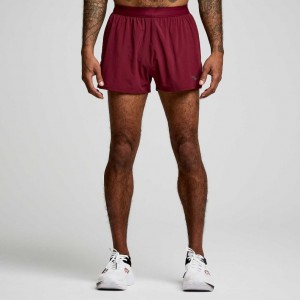 Burgundy Saucony Outpace 2.5" Split Men's Shorts | PHILIPPINES-ZPN