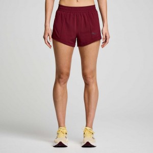 Burgundy Saucony Outpace 3" Women's Shorts | PHILIPPINES-IPE