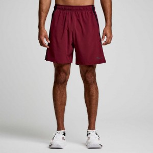 Burgundy Saucony Outpace 7" Men's Shorts | PHILIPPINES-YCD