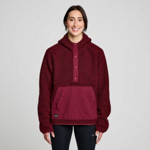 Burgundy Saucony Recovery Sherpa Pullover Women's Hoodie | PHILIPPINES-FQM