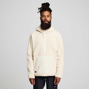 Cream Saucony Recovery Sherpa Pullover Men's Hoodie | PHILIPPINES-LKB