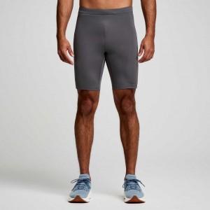 Grey Saucony Fortify Lined Half Men's Tight | PHILIPPINES-IXU