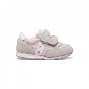 Grey / Pink Saucony Baby Jazz Hook & Loop Little Kids' Sneakers | PHILIPPINES-DRP