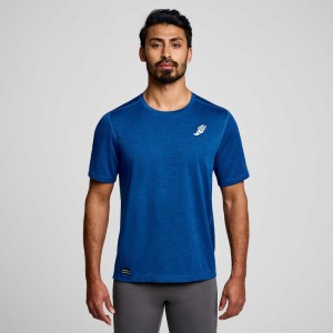 Indigo Saucony Stopwatch Graphic Short Sleeve Men's T-Shirt | PHILIPPINES-SPK