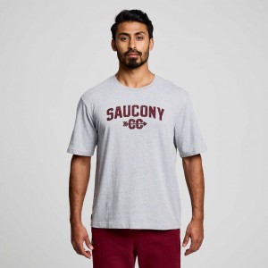 Light Grey Saucony Recovery Short Sleeve Men's T-Shirt | PHILIPPINES-BKA