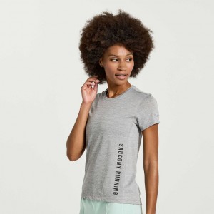 Light Grey Saucony Stopwatch Graphic Short Sleeve Women's T-Shirt | PHILIPPINES-CYL