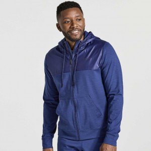 Navy Saucony Solstice Zip Men's Hoodie | PHILIPPINES-AQR