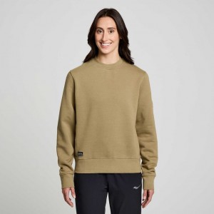 Olive Saucony Recovery Crew Women's Sweatshirt | PHILIPPINES-AKD