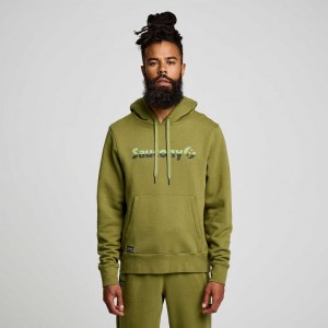 Olive Saucony Recovery Men's Hoodie | PHILIPPINES-YLJ