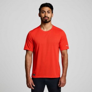 Orange Saucony Stopwatch Short Sleeve Men's T-Shirt | PHILIPPINES-HLC