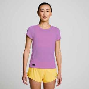 Purple Saucony Stopwatch Short Sleeve Women's T-Shirt | PHILIPPINES-PTH