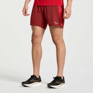 Red Saucony Outpace 5" Men's Shorts | PHILIPPINES-QRZ