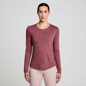 Red Saucony Peregrine Merino Long Sleeve Women's T-Shirt | PHILIPPINES-FCL