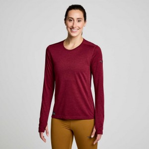 Red Saucony Stopwatch Long Sleeve Women's T-Shirt | PHILIPPINES-ZVE