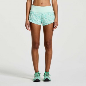 Turquoise Saucony Outpace 2.5" Split Women's Shorts | PHILIPPINES-APT