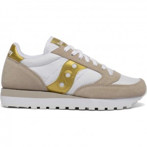 White / Beige / Gold Saucony Jazz Original Women's Sneakers | PHILIPPINES-KHO