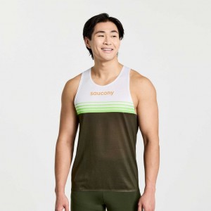 White / Black Saucony Elite Men's Singlet | PHILIPPINES-XRC