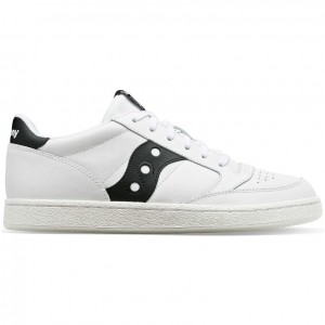 White / Black Saucony Jazz Court PU Men's Sneakers | PHILIPPINES-XUW