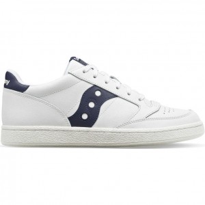 White / Navy Saucony Jazz Court PU Men's Sneakers | PHILIPPINES-GVZ