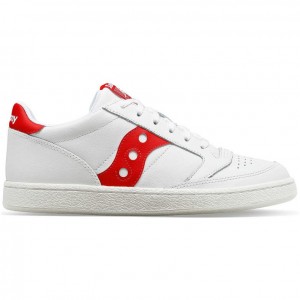 White / Red Saucony Jazz Court PU Men's Sneakers | PHILIPPINES-BWN