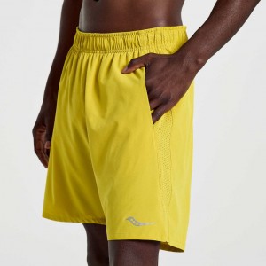 Yellow Saucony Outpace 7" Men's Shorts | PHILIPPINES-XOZ