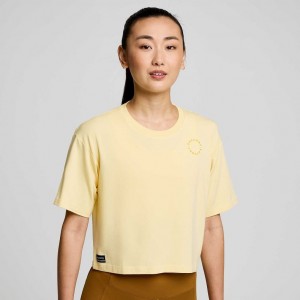 Yellow Saucony Recovery Boxy Women's T-Shirt | PHILIPPINES-KQO