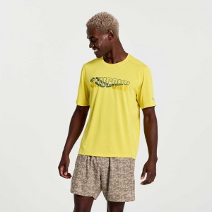 Yellow Saucony Stopwatch Graphic Short Sleeve Men's T-Shirt | PHILIPPINES-SDK