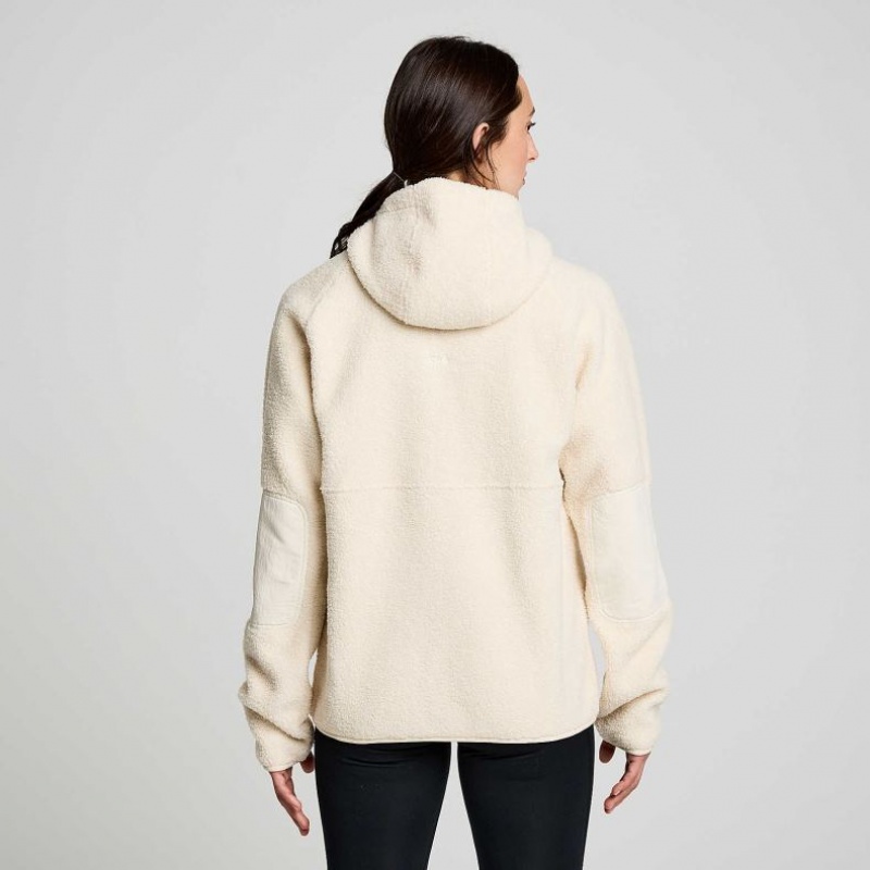 Beige Saucony Recovery Sherpa Pullover Women's Hoodie | PHILIPPINES-SMH