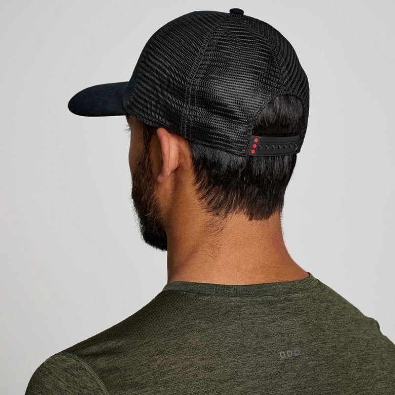 Black Saucony Adjustable Snap Back Men's Trucker Hats | PHILIPPINES-ORJ