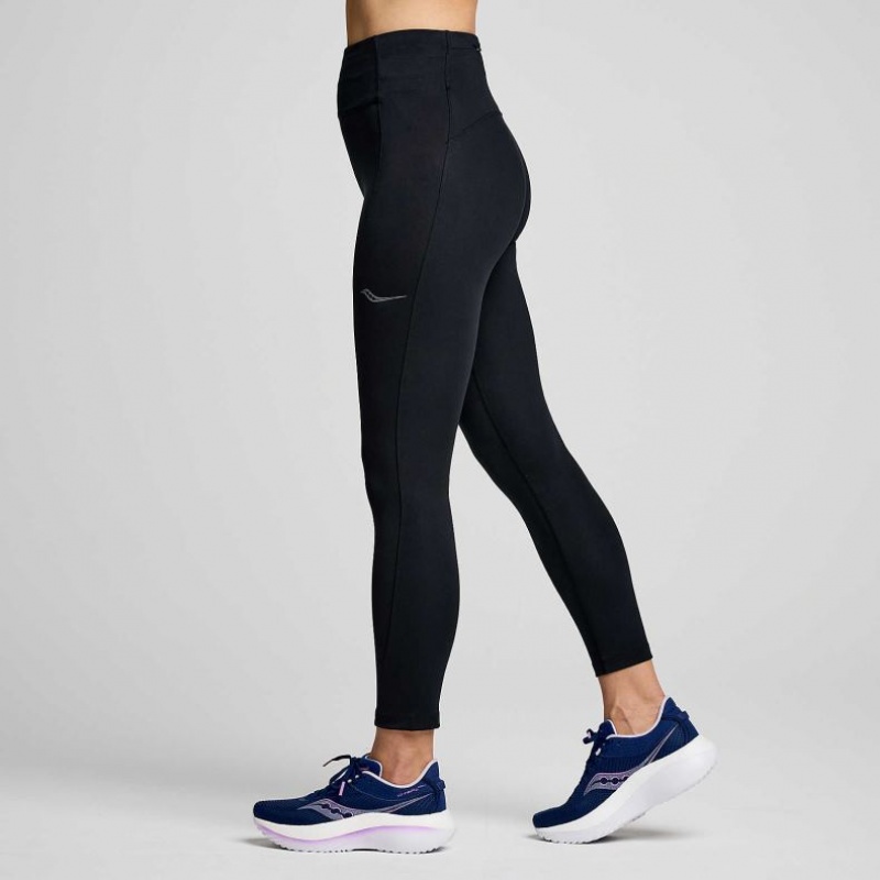 Black Saucony Fortify Crop Women's Tight | PHILIPPINES-CAG