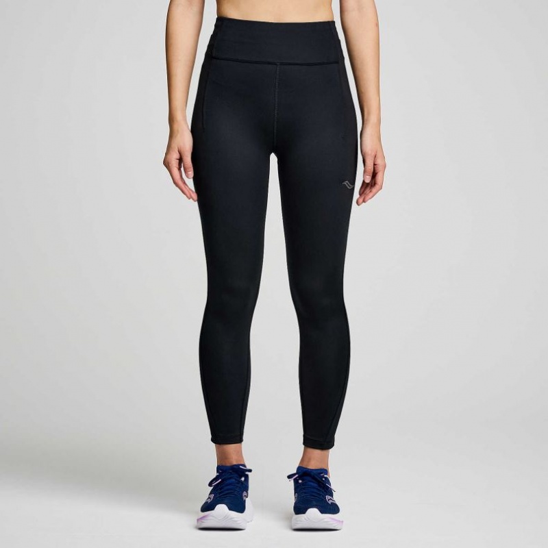 Black Saucony Fortify Crop Women\'s Tight | PHILIPPINES-CAG