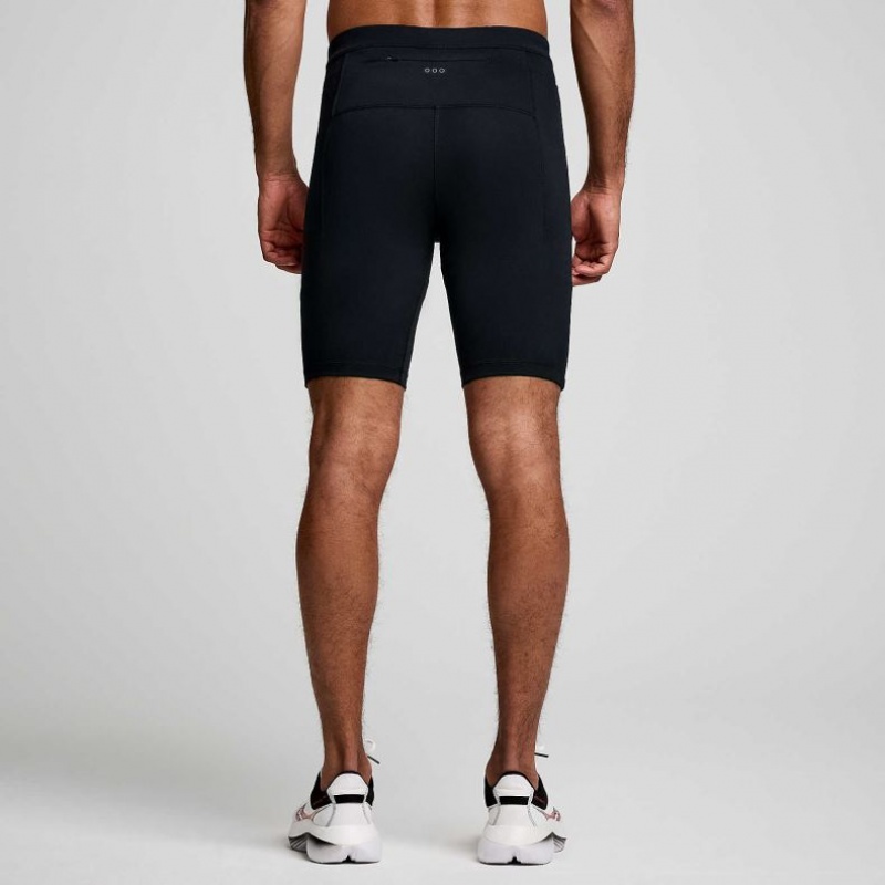 Black Saucony Fortify Lined Half Men's Tight | PHILIPPINES-HNE