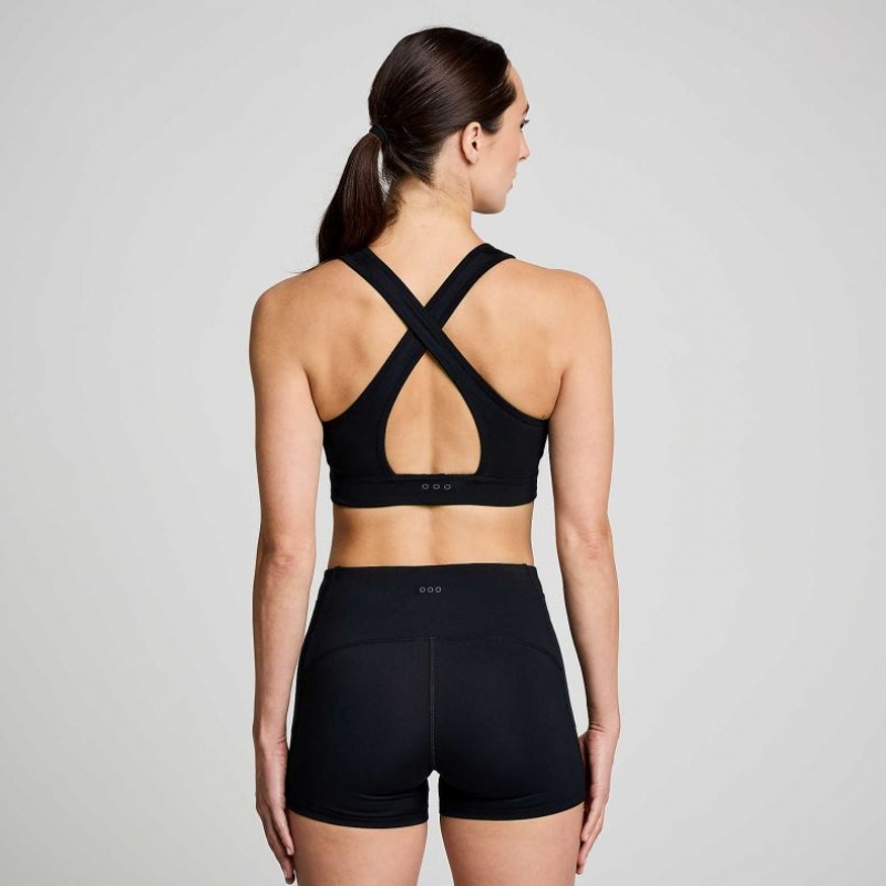 Black Saucony Fortify Women's Bra | PHILIPPINES-LFU