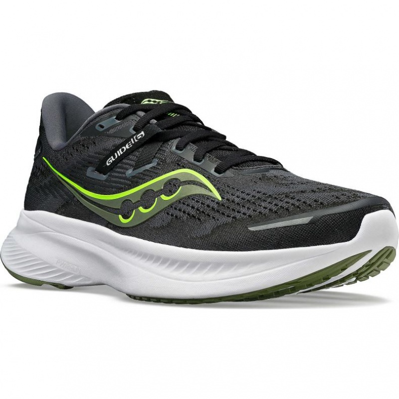 Black Saucony Guide 16 Men's Running Shoes | PHILIPPINES-BZQ